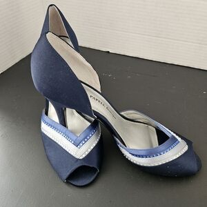 Papell Boutique Midnight Blue and Silver Heels